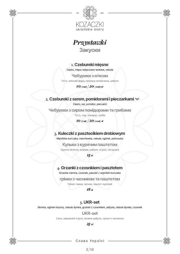 Menu Kozaczki 1