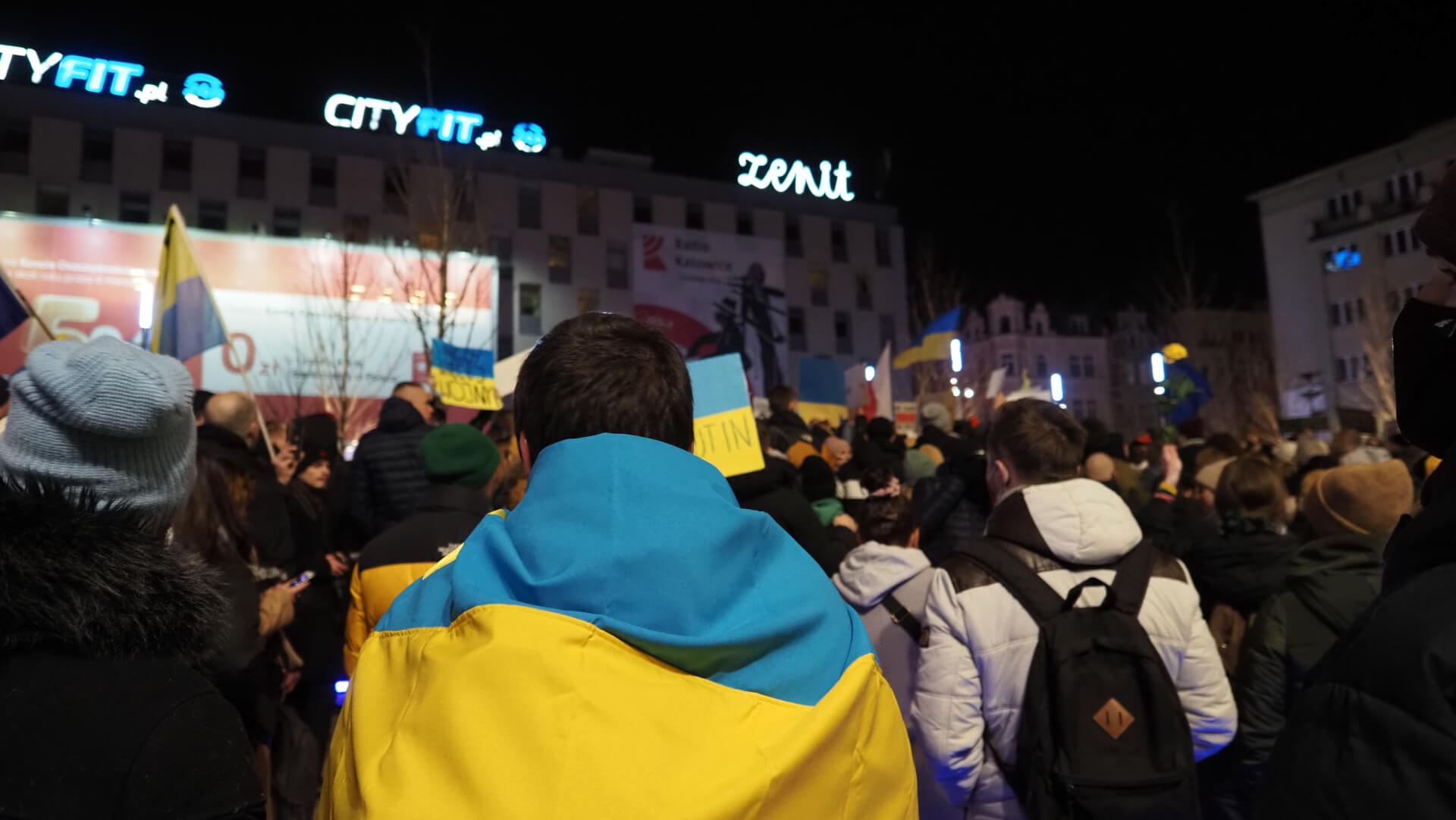 Manifestacja jedności z Ukrainą w Katowicach