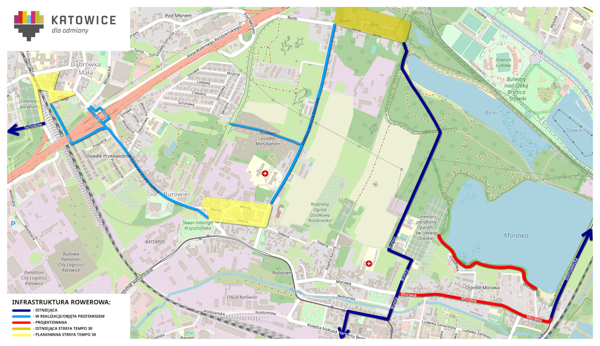 Mapa rowerowa katowice