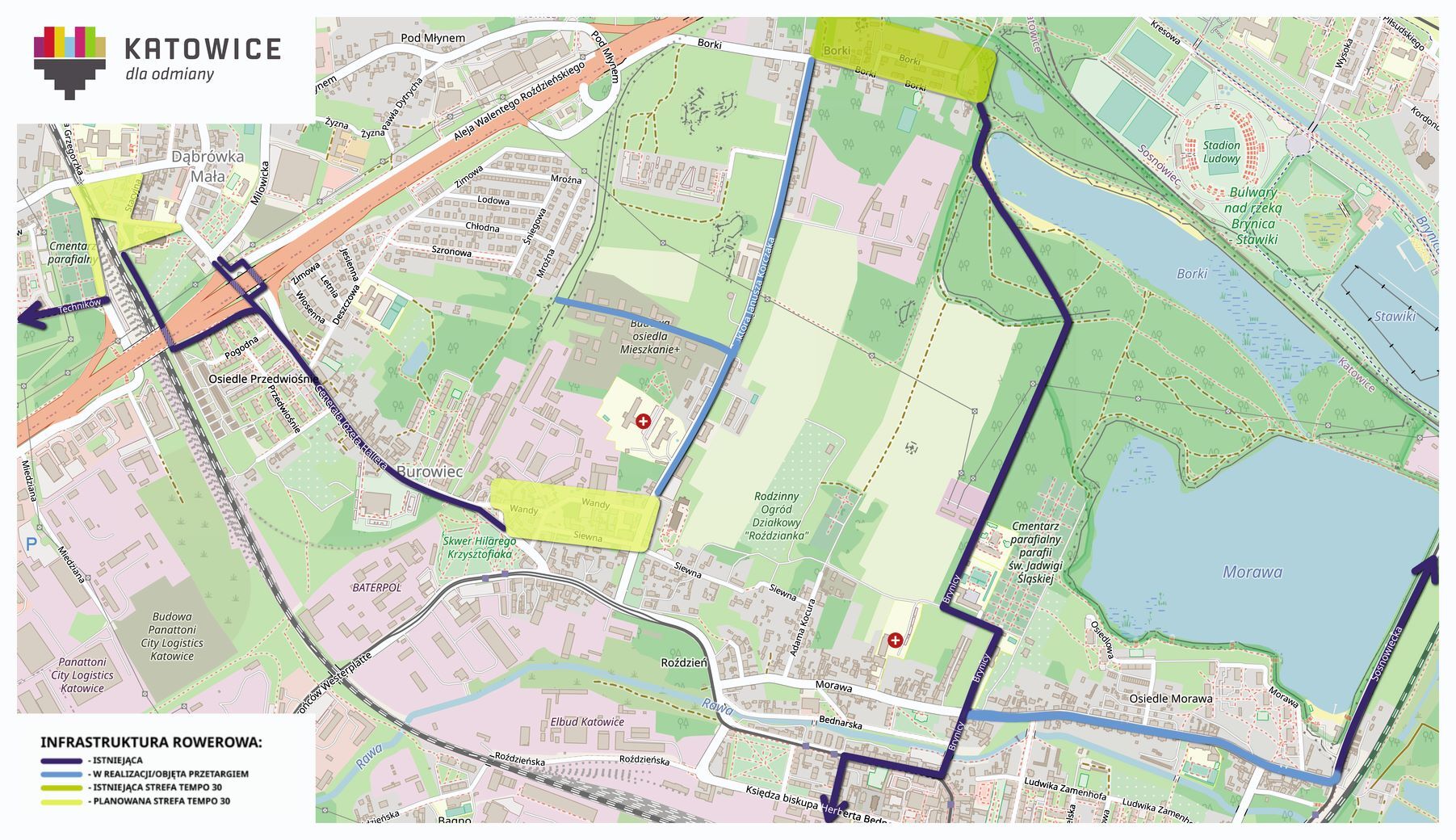 Mapa rowerowa Szopienice-Burowiec