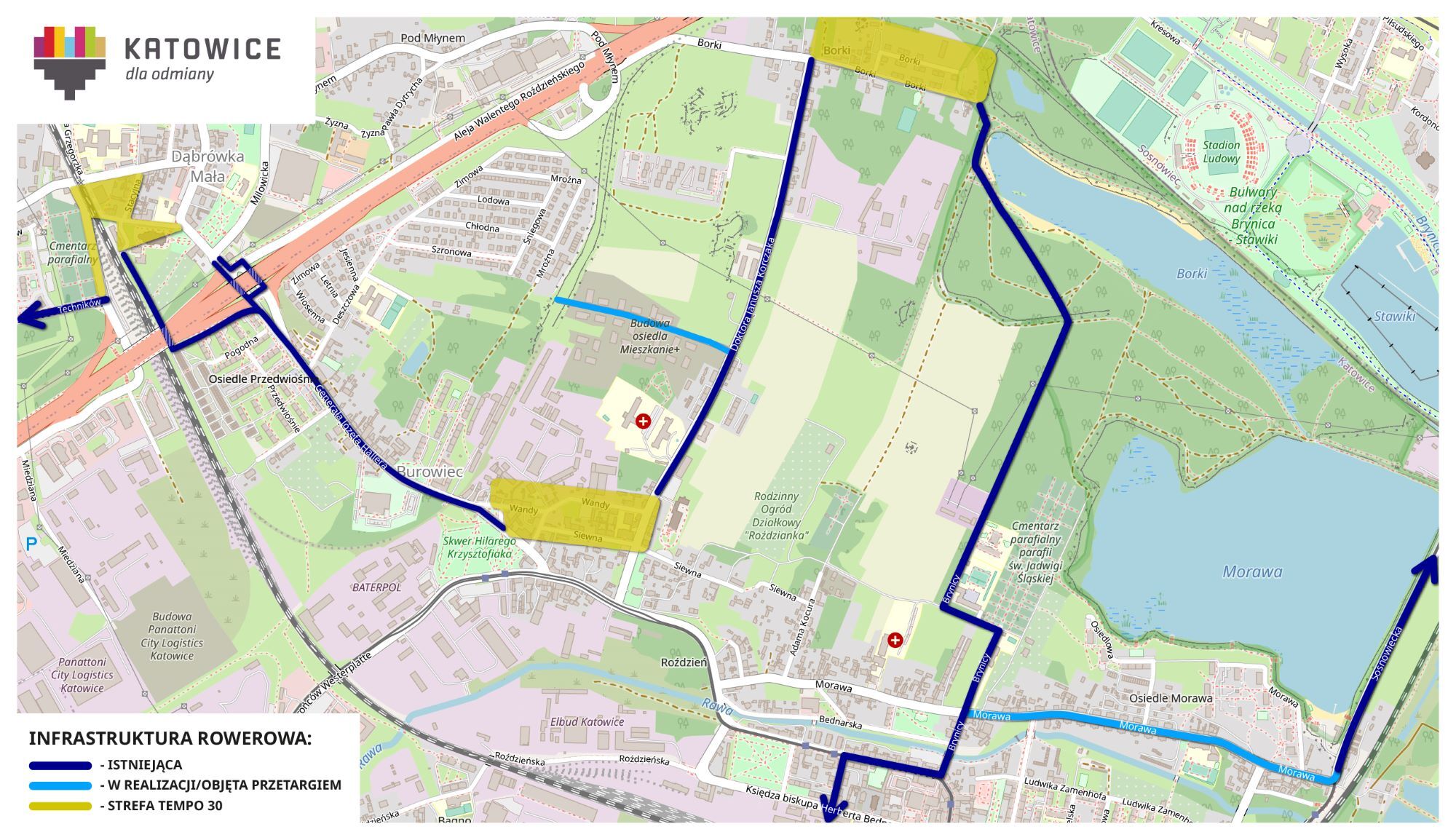 Mapa rowerowa katowice