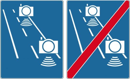 Znaki rozpoczęcia i zakończenia odcinkowego pomiaru prędkości