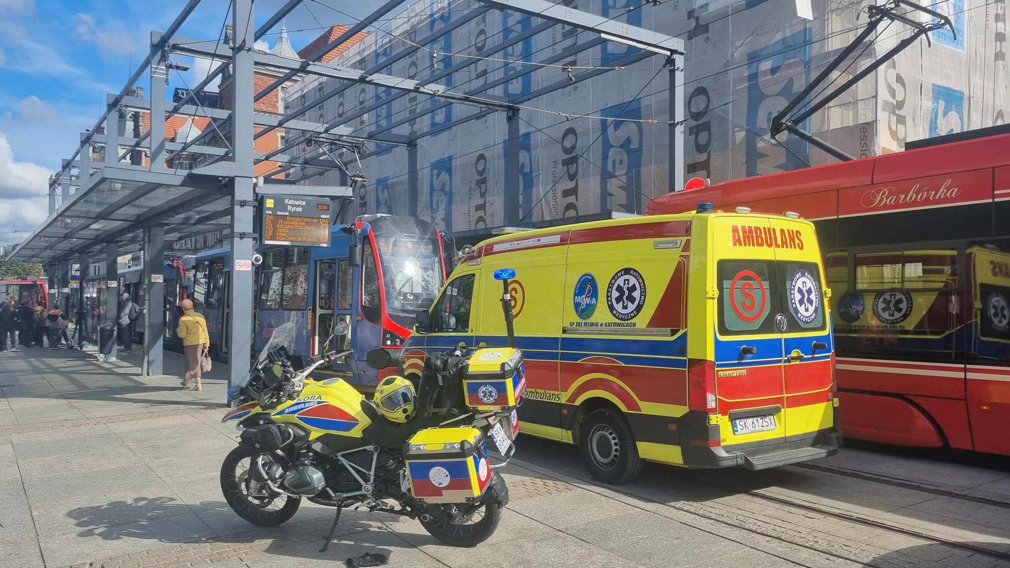 Reanimacja pasażera tramwaju linii 19, Katowice Rynek