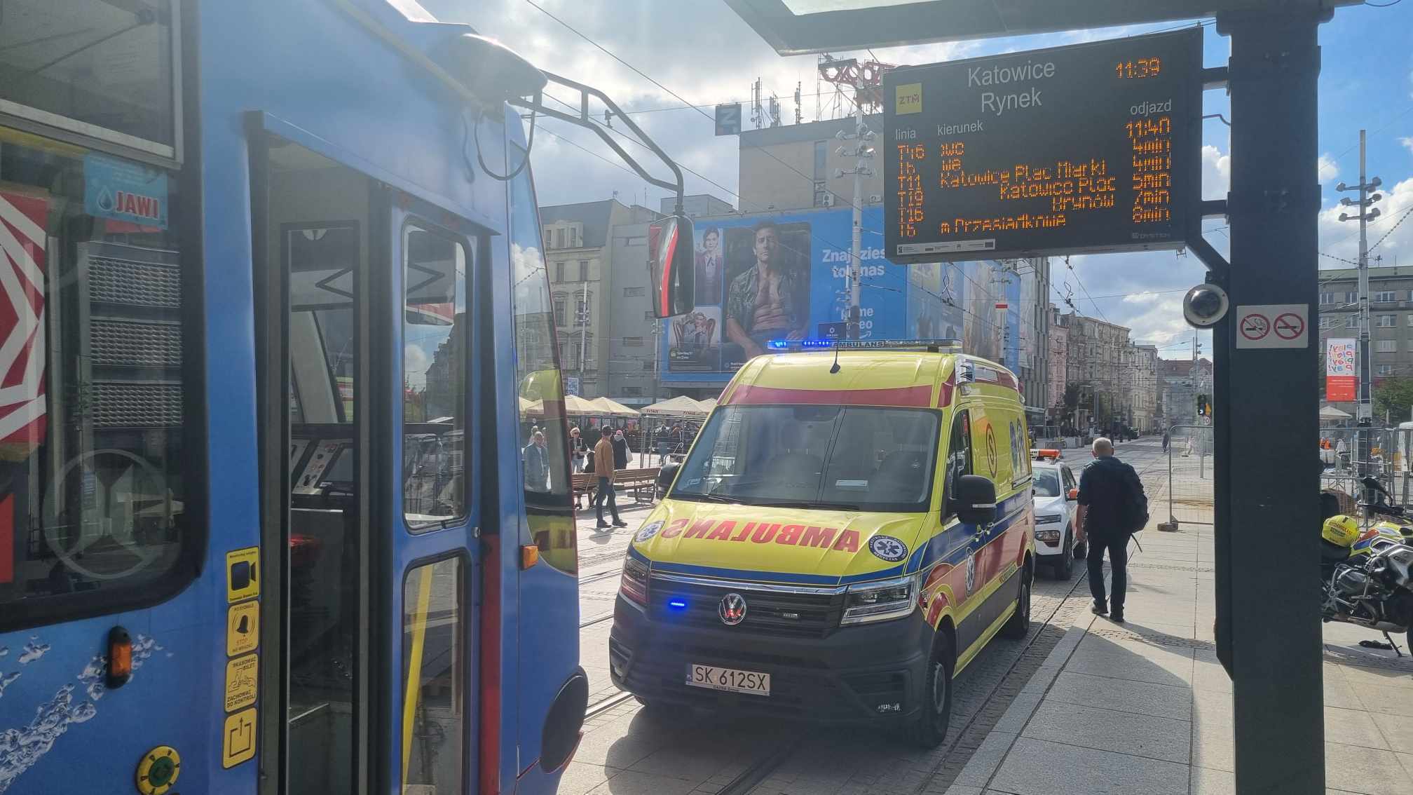 Reanimacja pasażera tramwaju linii 19, Katowice Rynek