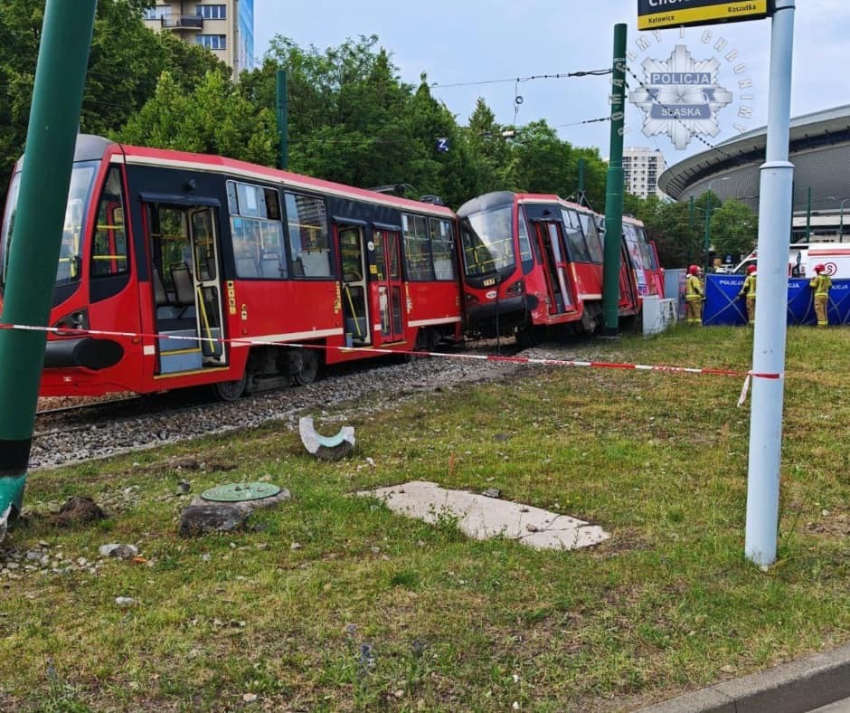 Wykolejenie tramwaju Katowice Rondo