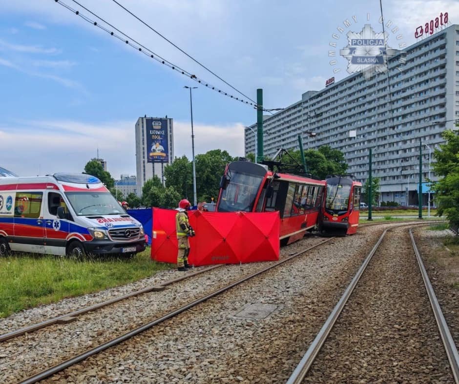 Wykolejenie tramwaju Katowice Rondo